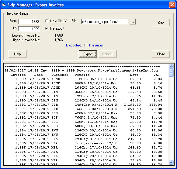   Export Invoices  