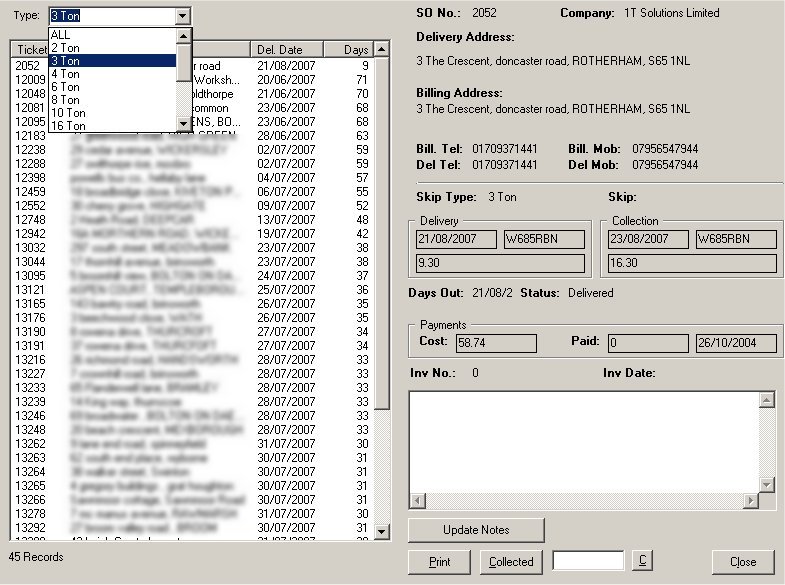 Overview of Skips Hired Out